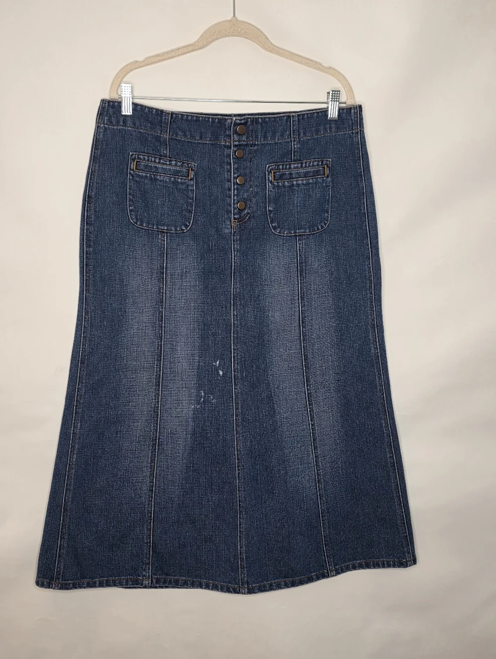 Gap Denim Midi‎ Skirt Size 14 Cotton Button Front Western Y2K Jean Skirt Boho